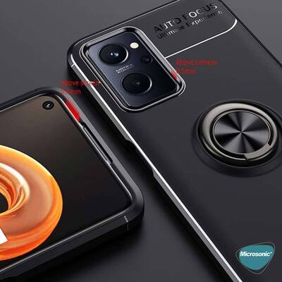 Microsonic Oppo A96 4G Kılıf Kickstand Ring Holder Kırmızı