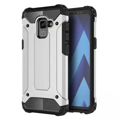 Microsonic Samsung Galaxy A8 2018 Kılıf Rugged Armor Gümüş