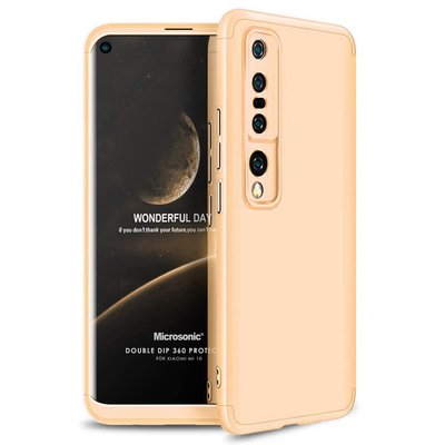 Microsonic Xiaomi Mi 10 Kılıf Double Dip 360 Protective AYS Gold