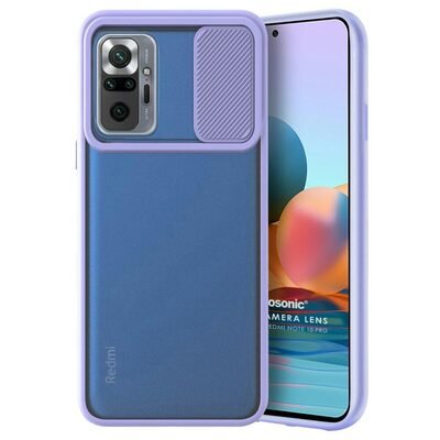 Microsonic Xiaomi Redmi Note 10 Pro Kılıf Slide Camera Lens Protection Lila