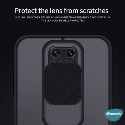 Microsonic Xiaomi Redmi Note 9 Pro Max Kılıf Slide Camera Lens Protection Pembe