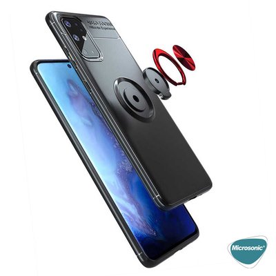 Microsonic Samsung Galaxy M31 Kılıf Kickstand Ring Holder Kırmızı