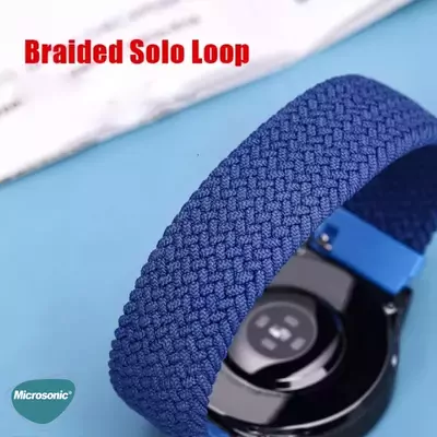 Microsonic Samsung Galaxy Watch 3 45mm Kordon, (Medium Size, 155mm) Braided Solo Loop Band Kırmızı