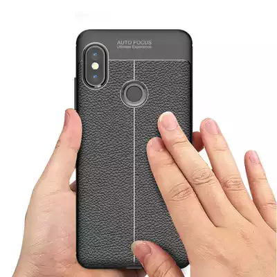 Microsonic Xiaomi Redmi Note 5 Pro Kılıf Deri Dokulu Silikon Siyah