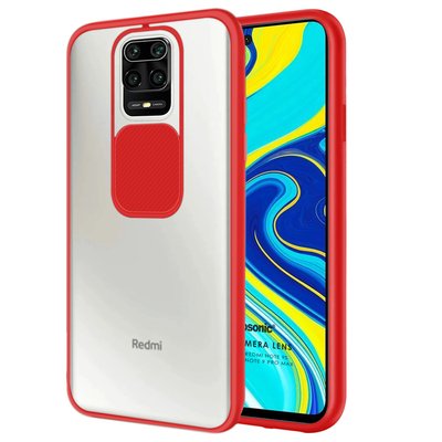 Microsonic Xiaomi Redmi Note 9 Pro Max Kılıf Slide Camera Lens Protection Kırmızı