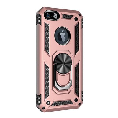 Microsonic Apple iPhone Se Kılıf Military Ring Holder Rose Gold