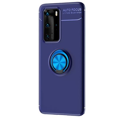 Microsonic Huawei P40 Pro Kılıf Kickstand Ring Holder Lacivert