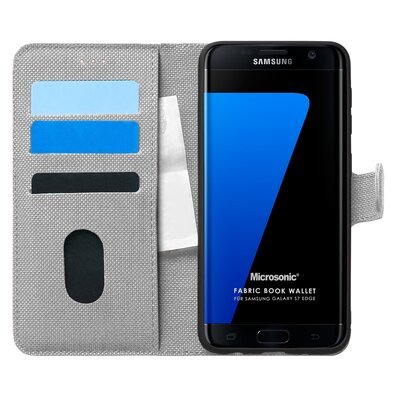 Microsonic Samsung Galaxy S7 Edge Kılıf Fabric Book Wallet Gri