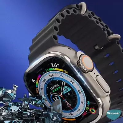 Microsonic Apple Watch Ultra Tam Kaplayan Cam Ekran Koruyucu V2 Gümüş