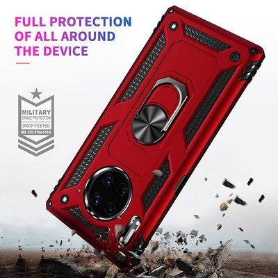 Microsonic Huawei Mate 30 Pro Kılıf Military Ring Holder Lacivert