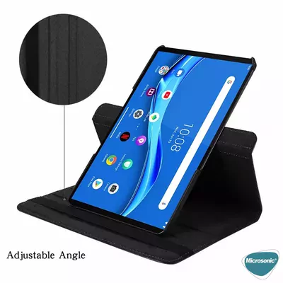 Microsonic Lenovo Tab P11 Pro TB-J706F Kılıf 360 Dönerli Stand Deri Siyah