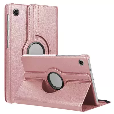 Microsonic Samsung Galaxy Tab A9 Kılıf 360 Rotating Stand Deri Rose Gold