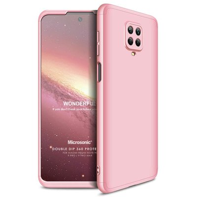 Microsonic Xiaomi Redmi Note 9 Pro Max Kılıf Double Dip 360 Protective AYS Rose Gold