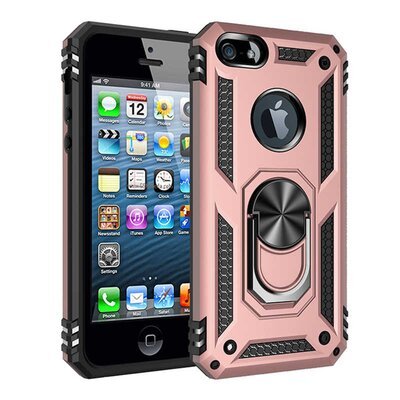 Microsonic Apple iPhone 5 Kılıf Military Ring Holder Rose Gold