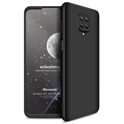 Microsonic Xiaomi Redmi Note 9 Pro Max Kılıf Double Dip 360 Protective AYS Siyah