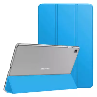 Microsonic Samsung Galaxy Tab A7 T500 Kılıf Slim Translucent Back Smart Cover Mavi