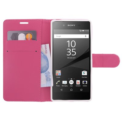 CaseUp Sony Xperia Z3 Compact Cüzdanlı Suni Deri Kılıf Pembe