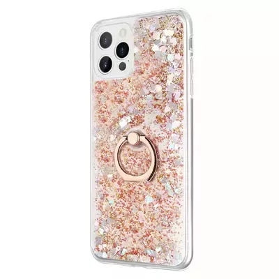 Microsonic Apple iPhone 15 Pro Kılıf Glitter Liquid Holder Gold