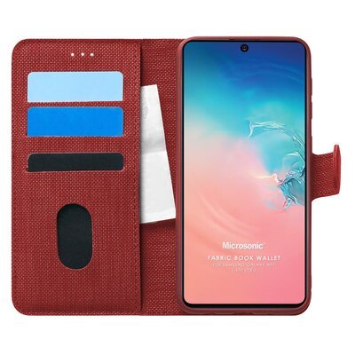 Microsonic Samsung Galaxy S10 Lite Kılıf Fabric Book Wallet Kırmızı