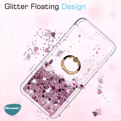 Microsonic Apple iPhone 15 Pro Kılıf Glitter Liquid Holder Gümüş