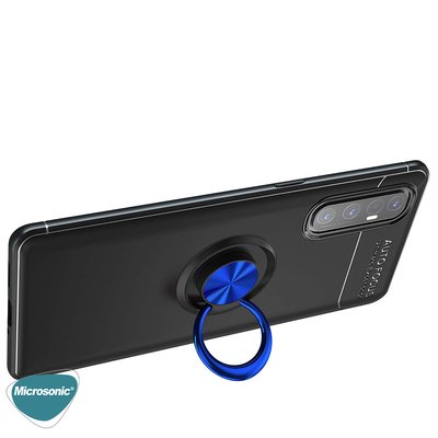 Microsonic Oppo Reno 3 Pro Kılıf Kickstand Ring Holder Lacivert