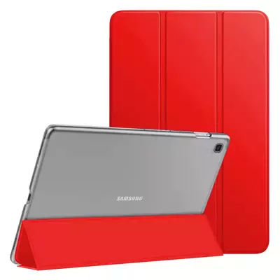 Microsonic Samsung Galaxy Tab A7 T500 Kılıf Slim Translucent Back Smart Cover Kırmızı