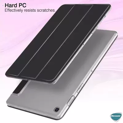 Microsonic Samsung Galaxy Tab A7 T500 Kılıf Slim Translucent Back Smart Cover Kırmızı