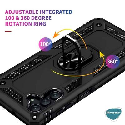 Microsonic Samsung Galaxy A04S Kılıf Military Ring Holder Kırmızı