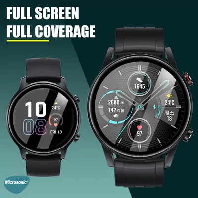 Microsonic Huawei Watch GT5 46mm Tam Kaplayan Temperli Cam Full Ekran Koruyucu Siyah