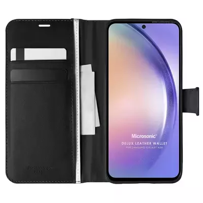 Microsonic Samsung Galaxy A54 Kılıf Delux Leather Wallet Siyah