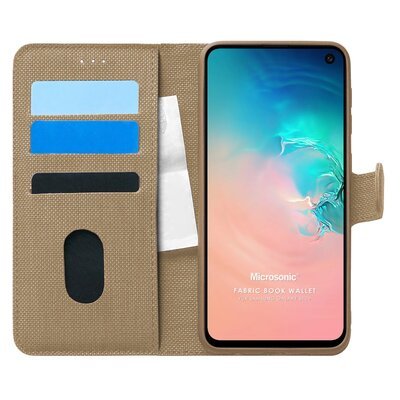 Microsonic Samsung Galaxy S10E Kılıf Fabric Book Wallet Gold