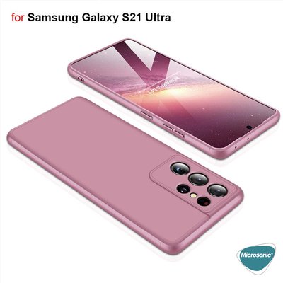 Microsonic Samsung Galaxy S21 Ultra Kılıf Double Dip 360 Protective AYS Siyah Gri