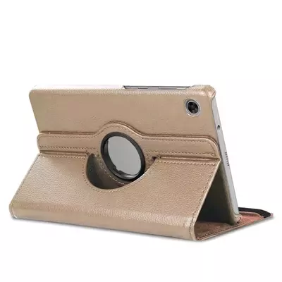 Microsonic Samsung Galaxy Tab A9 Kılıf 360 Rotating Stand Deri Gold