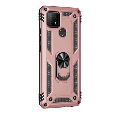 Microsonic Oppo A15s Kılıf Military Ring Holder Rose Gold