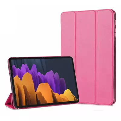 Microsonic Samsung Galaxy Tab S7 Plus T970 Kılıf Slim Translucent Back Smart Cover Pembe