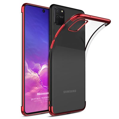 Microsonic Samsung Galaxy A91 Kılıf Skyfall Transparent Clear Kırmızı