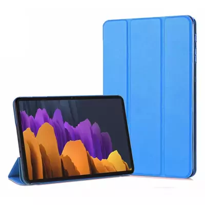 Microsonic Samsung Galaxy Tab S7 Plus T970 Kılıf Slim Translucent Back Smart Cover Mavi