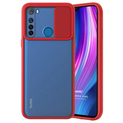 Microsonic Xiaomi Redmi Note 8 Kılıf Slide Camera Lens Protection Kırmızı