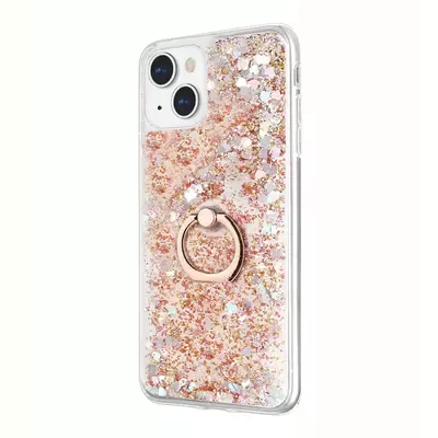 Microsonic Apple iPhone 15 Plus Kılıf Glitter Liquid Holder Gold