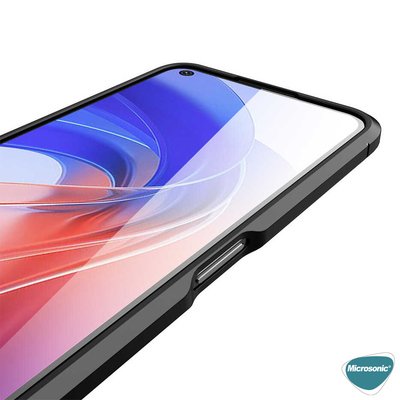 Microsonic Oppo A96 4G Kılıf Deri Dokulu Silikon Siyah