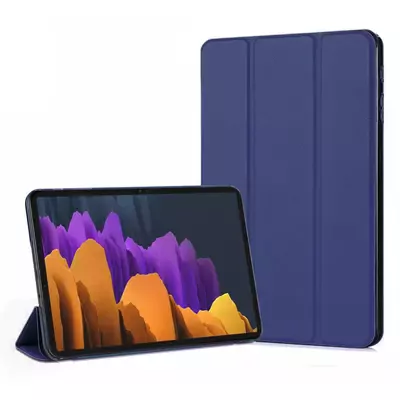 Microsonic Samsung Galaxy Tab S7 Plus T970 Kılıf Slim Translucent Back Smart Cover Lacivert