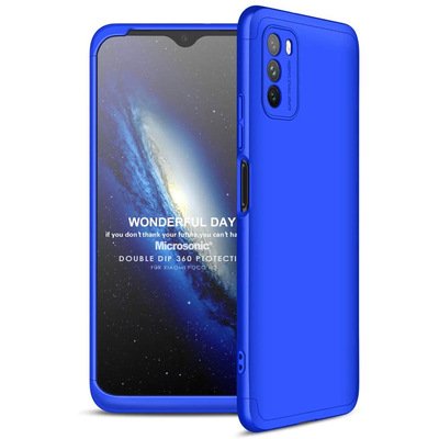 Microsonic Xiaomi Poco M3 Kılıf Double Dip 360 Protective AYS Mavi