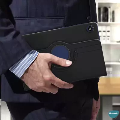 Microsonic Samsung Galaxy Tab A9 Plus Kılıf 360 Rotating Stand Deri Mavi