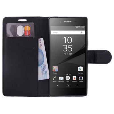 CaseUp Sony Xperia M4 Aqua Cüzdanlı Suni Deri Kılıf Siyah