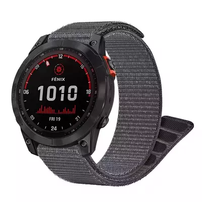 Microsonic Garmin Fenix 6X Sapphire Kordon UltraFit Hasırlı Woven Gri