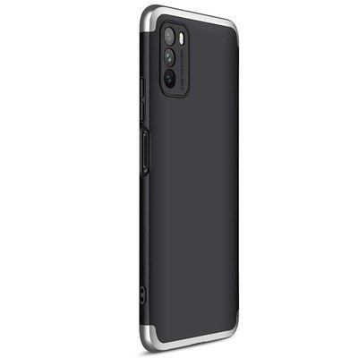 Microsonic Xiaomi Poco M3 Kılıf Double Dip 360 Protective AYS Siyah Gri