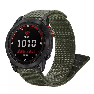 Microsonic Garmin Fenix 5X Plus Titanium Kordon UltraFit Hasırlı Woven Koyu Yeşil