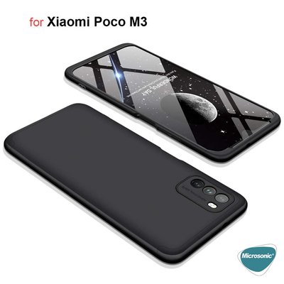 Microsonic Xiaomi Poco M3 Kılıf Double Dip 360 Protective AYS Siyah Kırmızı