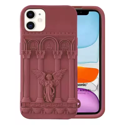 Microsonic Apple iPhone 12 Kılıf Praying Angel Bordo