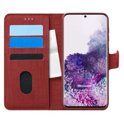 Microsonic Samsung Galaxy S20 Plus Kılıf Fabric Book Wallet Kırmızı